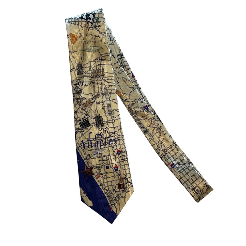 Museum Artifacts Los Angeles Map Tie Mens All Silk Novelty Necktie